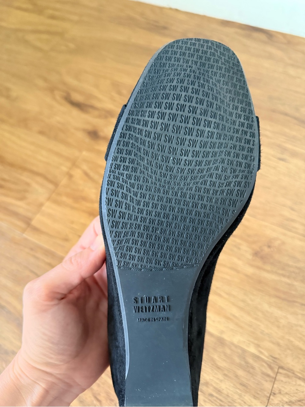 Stuart Weitzman Black Suede Wedge Pumps Size 7.5M - Picture 7 of 8
